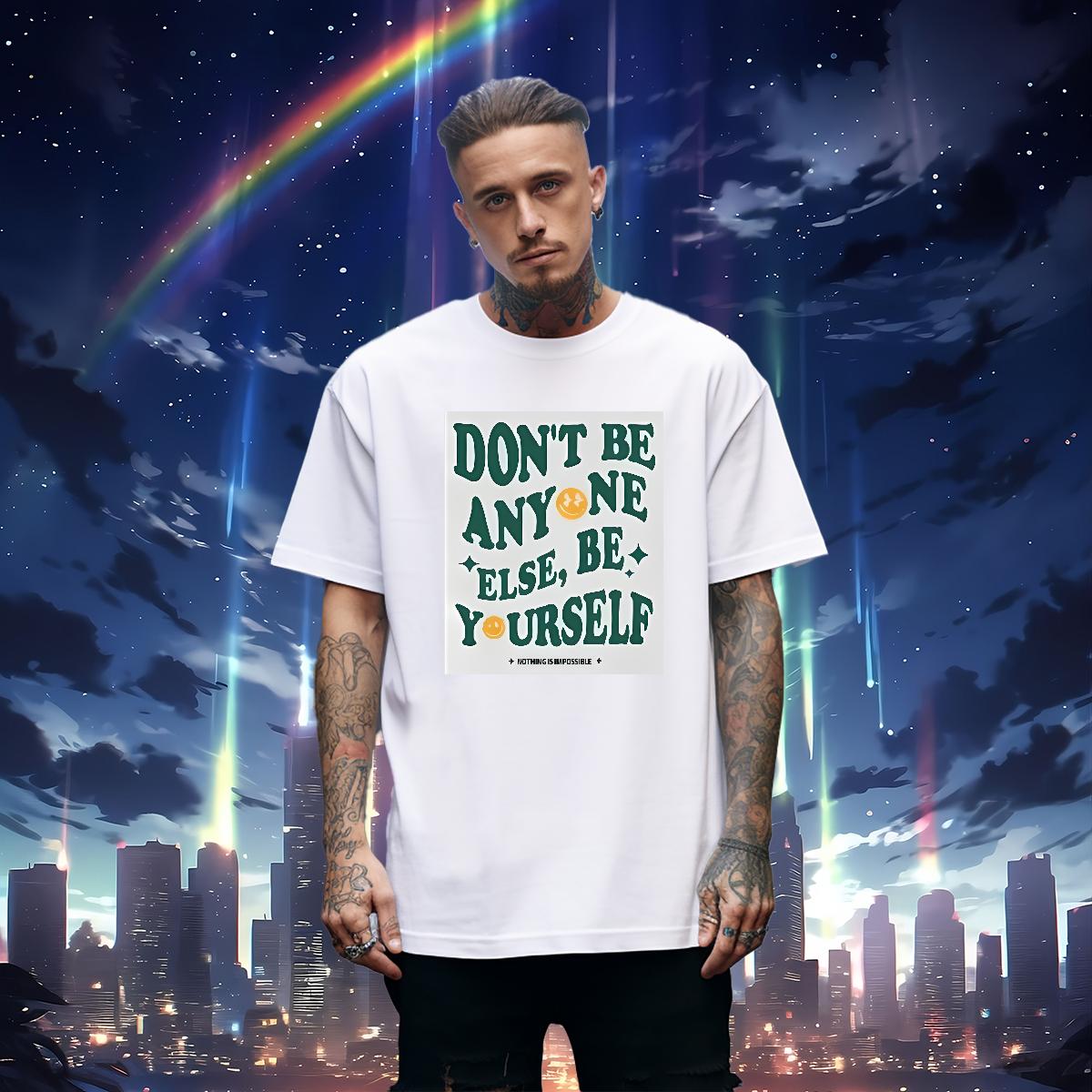 5A Men Tops Tees nothing is impossible 230g 100% Cotton Crew Neck Cotton Breathable Anime Printing Street Mens T Shirts DIY Brand Tees Shirts