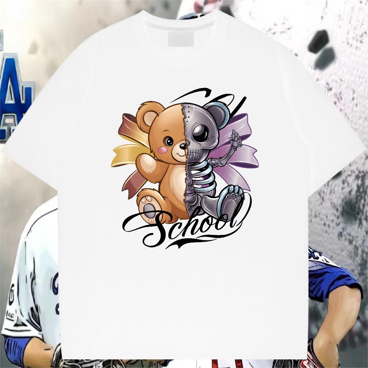 Wholesale Men T Shirts bear 230g 100% Cotton Outdoor Cotton Breathable Short Sleeve Couples T Shirts Classic Casual Custom Printing Tops Tees