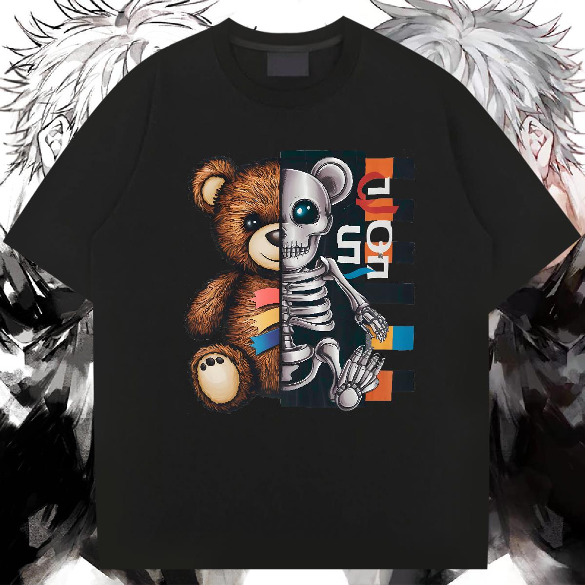 Factory Direct T Shirt For Man bear 230g Cotton Custom Cartoon Men Tops Tees Street Casual Breathable Crew Neck Cotton Comfortable Tshirts
