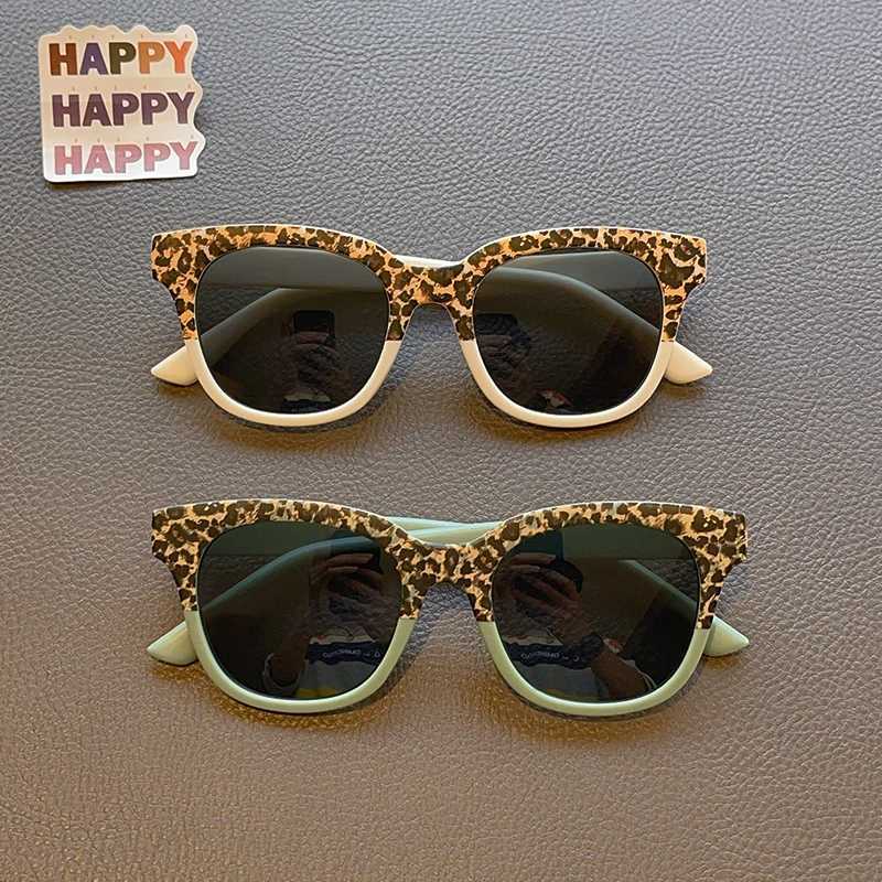 Sunglasses 2023 New Children Vintage Leopard Print Square Sunglasses UV400 Outdoor Fashion Girls Boys Protection Sunglass Kids Sun Glasses