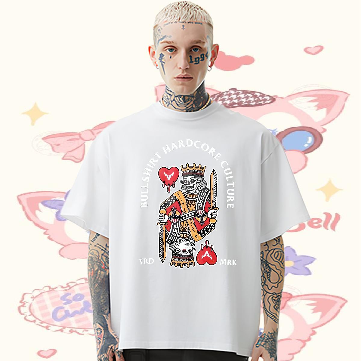 Wholesale T-Shirts for Men fashion 230g Cotton Anime Print Street Casual Men Tshirts Round Neck Short Sleeve Soft