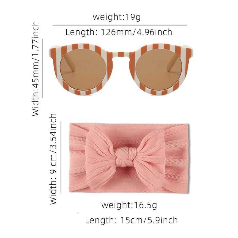 Sunglasses 2Pcs/Set Baby Girls Cute Colors Soft Bowknot Wide Hairbands Children Colorful Checkerboard Sunglasses Set Kids Hair Accessories