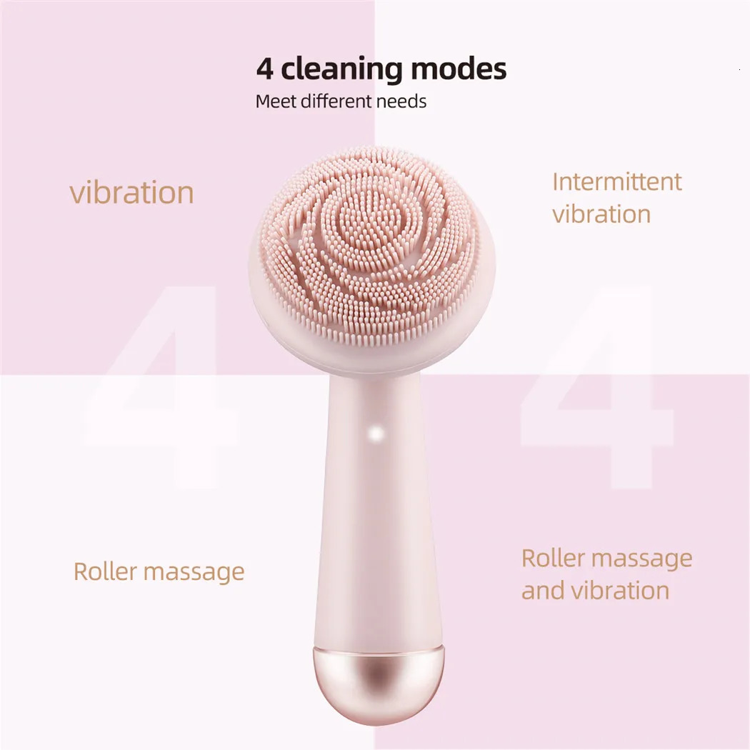 Electric silicone brush cleaning vibration roller massage hole cleaning tool waterproof charging beauty tool 240715