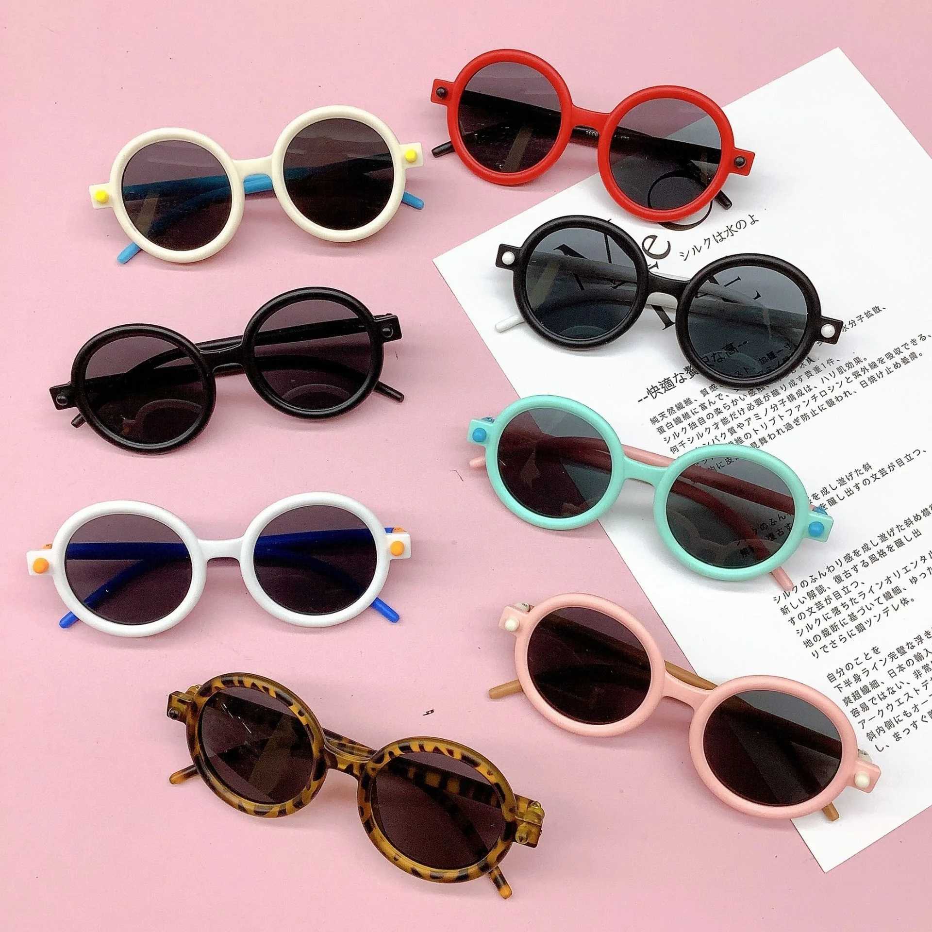 Sunglasses New personalized childrens sunglasses round frame color contrast ins style baby sunglasses sunscreen anti-ultraviolet glasses