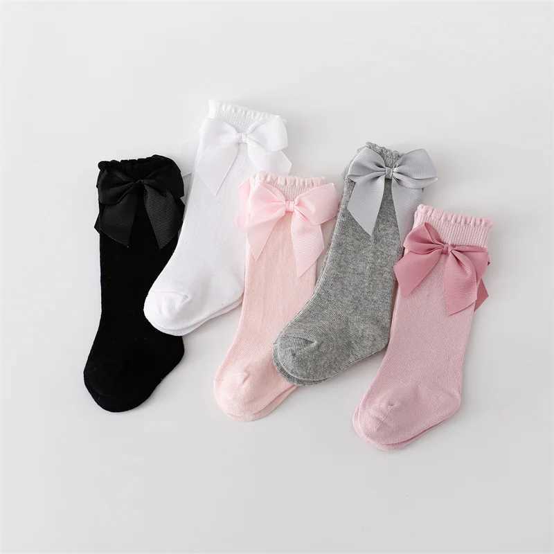 Lawadka 5 pairs/pack childrens girls socks cotton bow baby long socks fashion princess childrens girls socks 0-7 years inventory 2024W240715