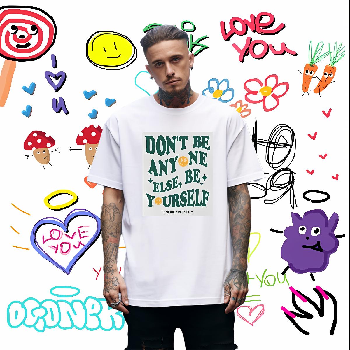 Brand Men Tops Tees nothing is impossible 230g 100% Cotton Short sleeve Cotton Soft Sports Casual Men T Shirts Anime Fashion Designer Tops Shirt