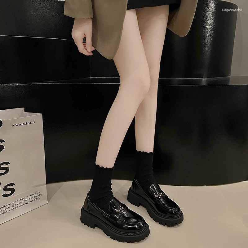 Dress Shoes For Women 2024 Slip On Women's Pumps Autumn Round Toe Solid Mary Jane Metal Decoration Mid Heel Water Proof Loafers