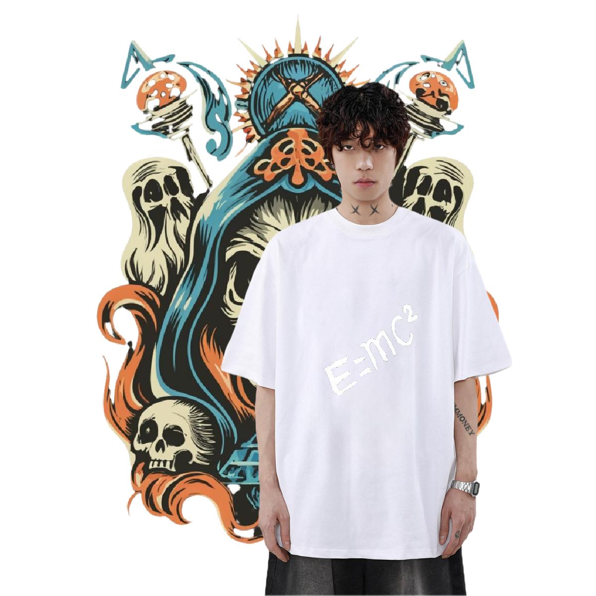 Fashion Casual Mens T Shirts Cartoon Print Daily Wear Men Tops Tees Crew Neck Cotton Breathable High Quality