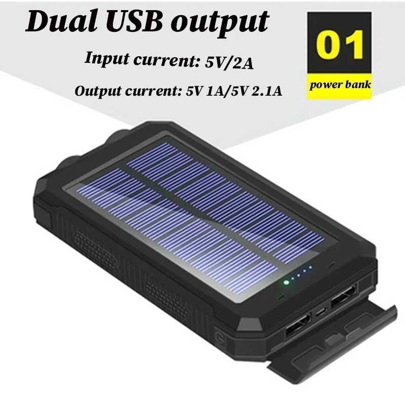 200000mAh Portable Solar Power Bank External Battery Fast Charging Waterproof Powerbank with SOS Flashlight Powerbank for M240715
