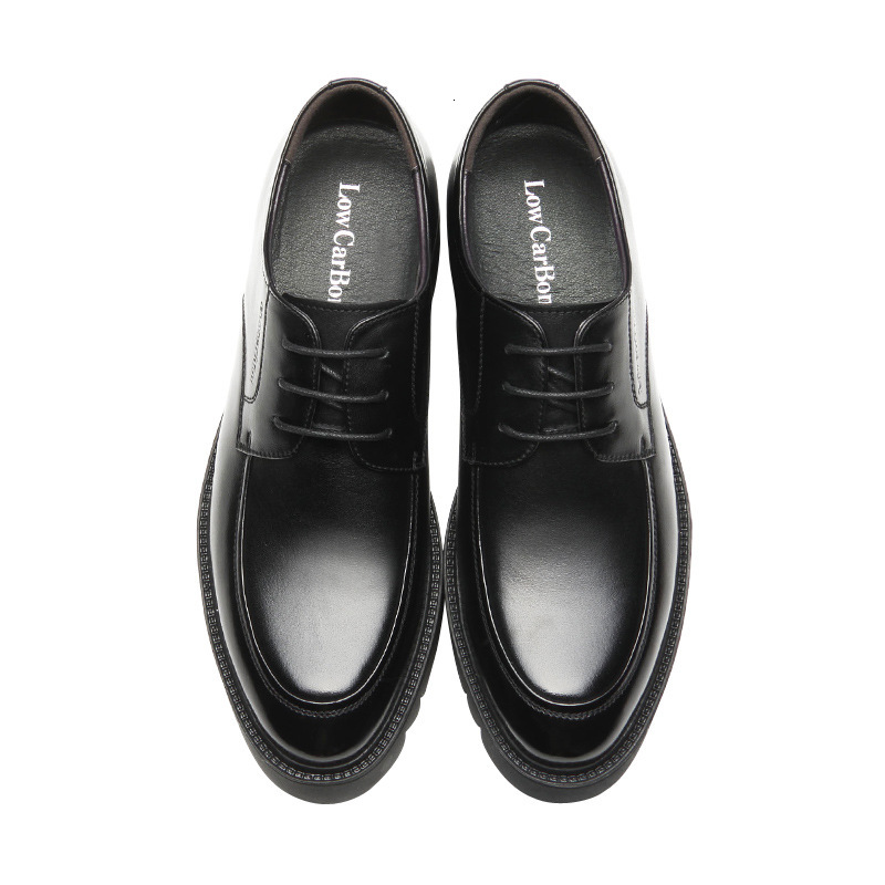 Genuine Leather Thick Soled Business Dress Shoes For Men Heighten Shoe Height Platform Casual Party Banquet Daily Lace-Up Boots