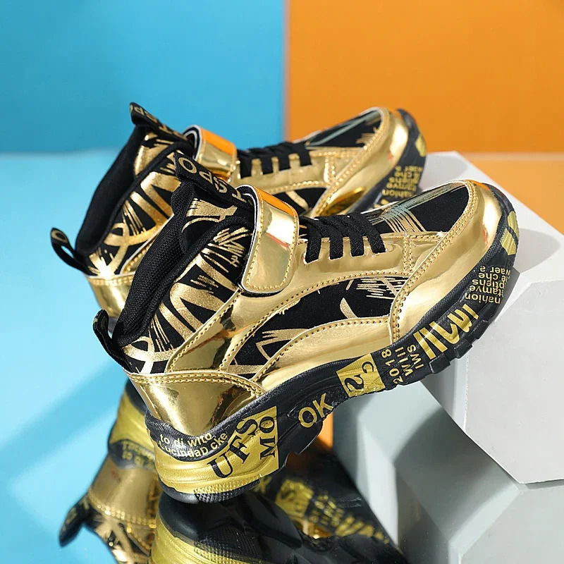 Children Sneakers for Boys Leather Running Sports Shoes Kids Boy Street Casual Shoes Blue Gold Size 28-40 240625CJ