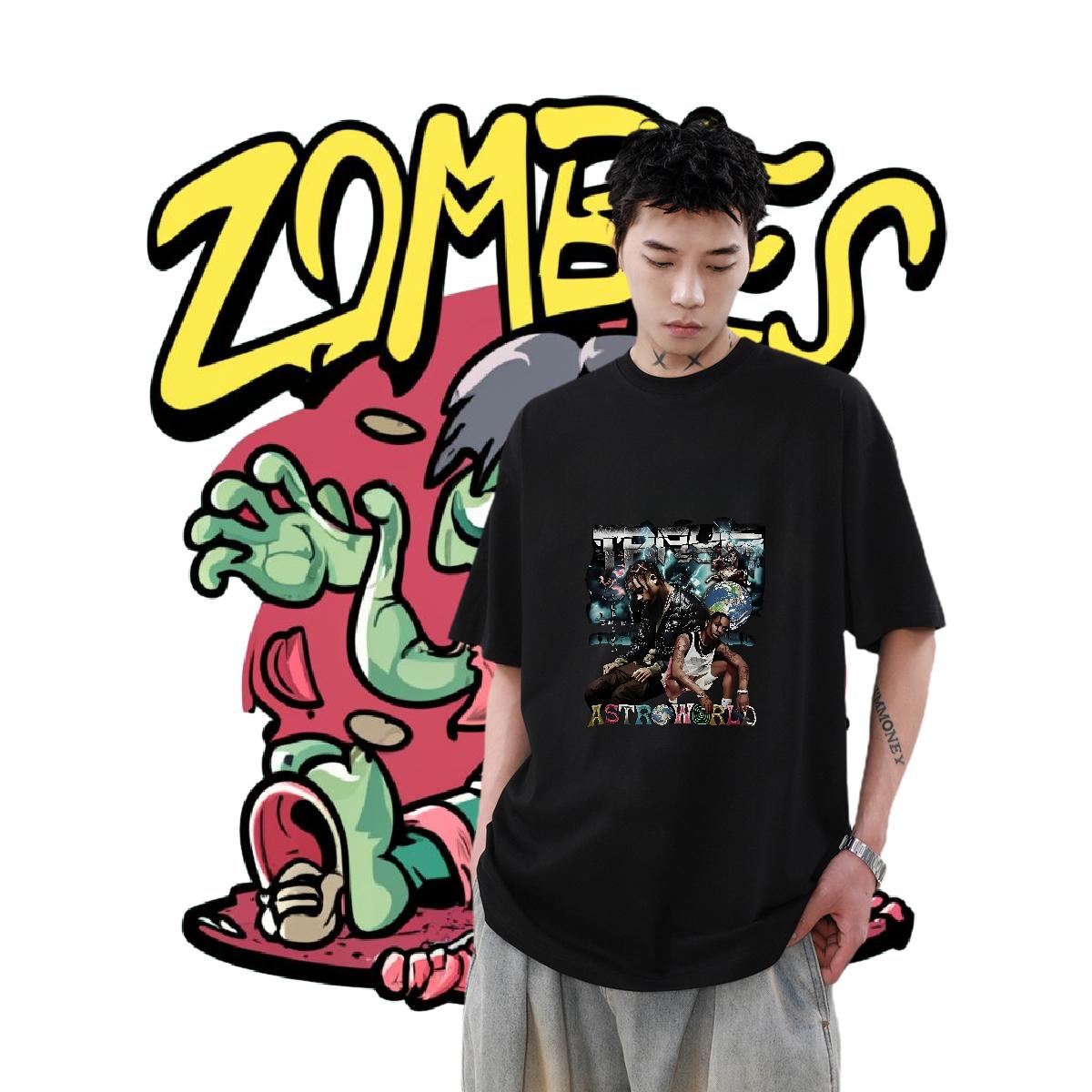 Fashion New T-Shirts Anime Print Men Tees Sports Casual Breathable Crew Neck Cotton Loose Fit Tees Shirts