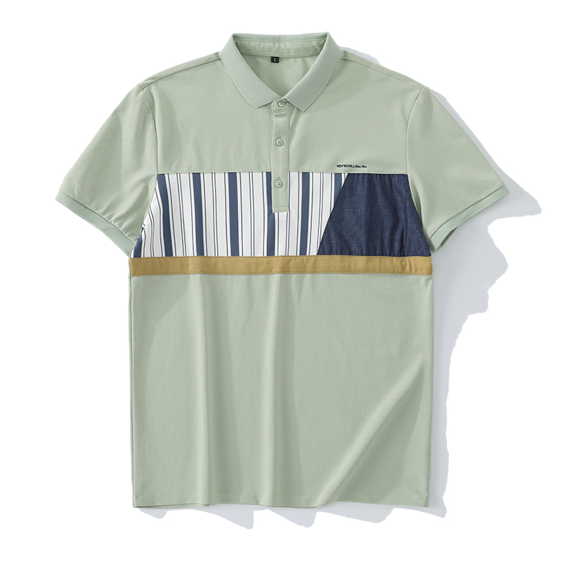 Modern and fashionable design spliced polo shirt men with a light luxury temperament, Korean style short sleeved lapel top for summer