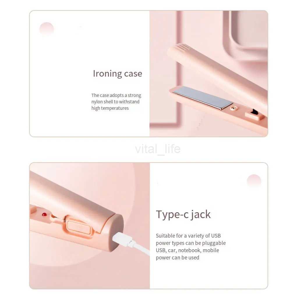 USB Portable Cordless Hair Straightener Curler Easy To All Hair Types USB Rechargeable Curling IronCL240716