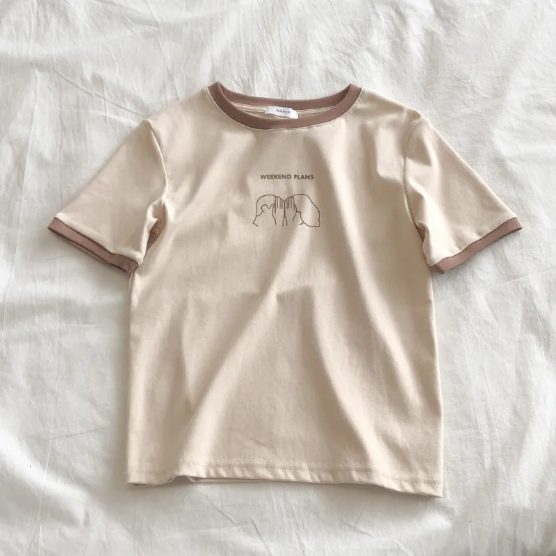 Designer's new women's slim fit short sleeved T-shirt summer shirt student casual top women's clothing polyester fabric in one size fit