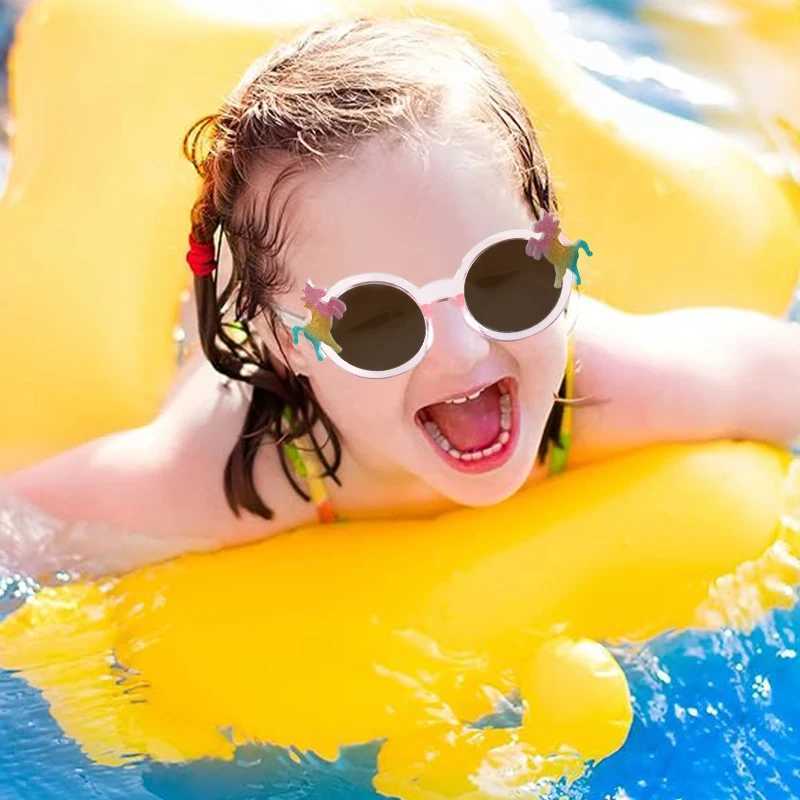 Sunglasses 2024 New Children Round Frame Cartoon Horse Sunglasses UV400 Girls Boys Cute Outdoor Sun Protection Sunglasses Kids Sun Glasses