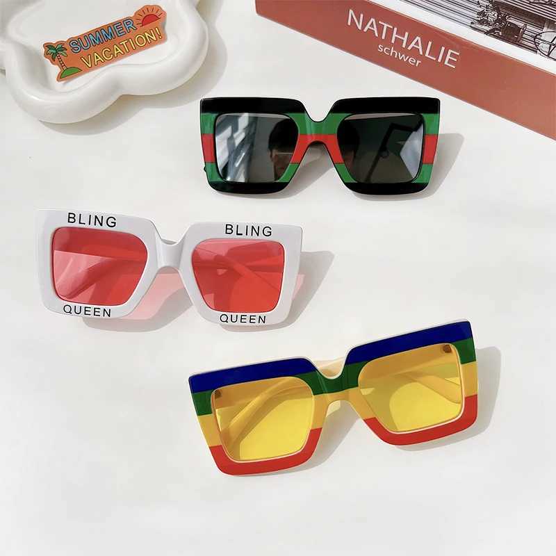 Sunglasses 2022 Girl Boys Personalized Street Shooting Rectangle with Letters Sunglasses Children Lovely Sunglasses Kids UV400 Sunglasses