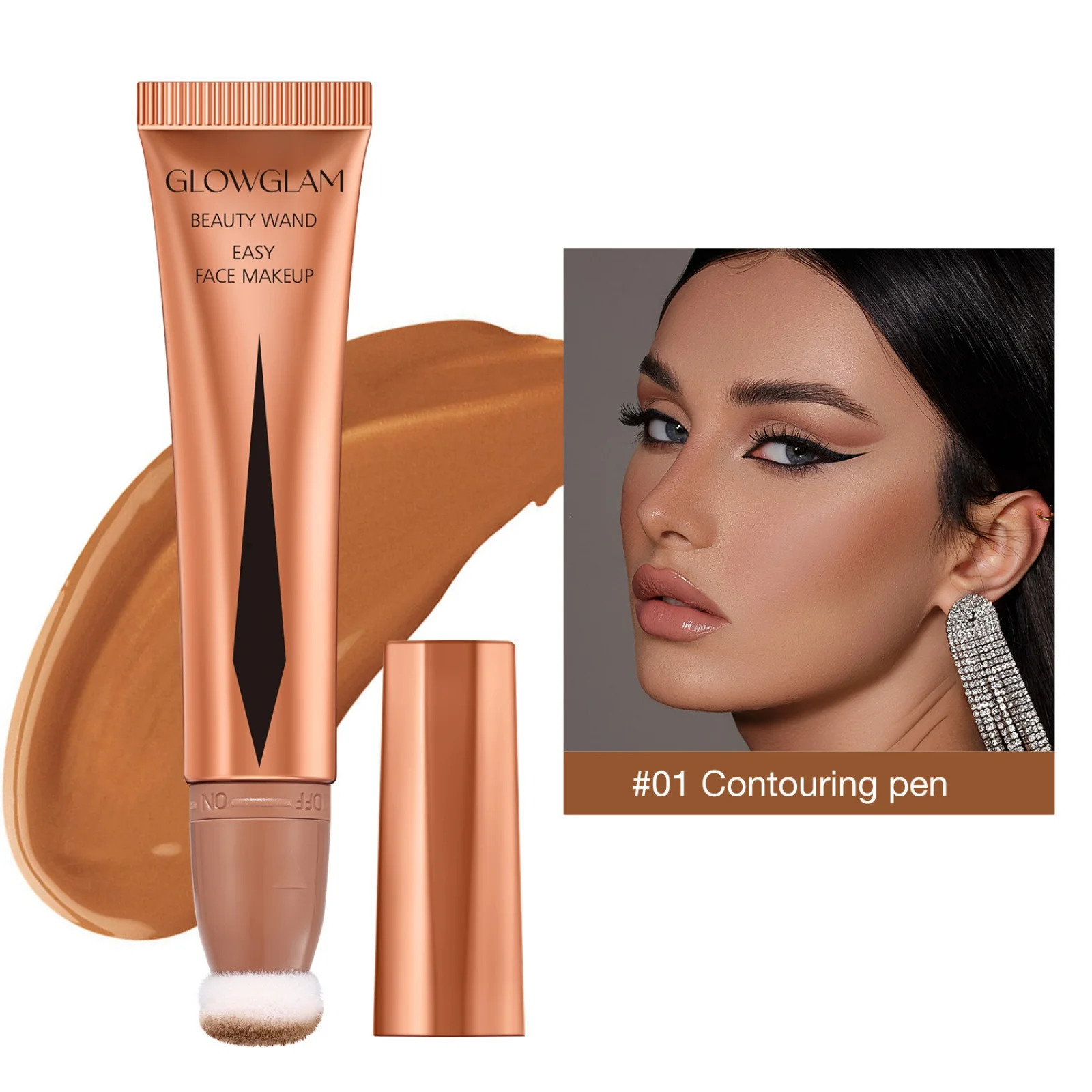 Cream Bronzer Contour Blusher Beauty Wand Highlighter Blush With Cushion Liquid Face Bronzer Wand Stick Applicator Makeup 240708