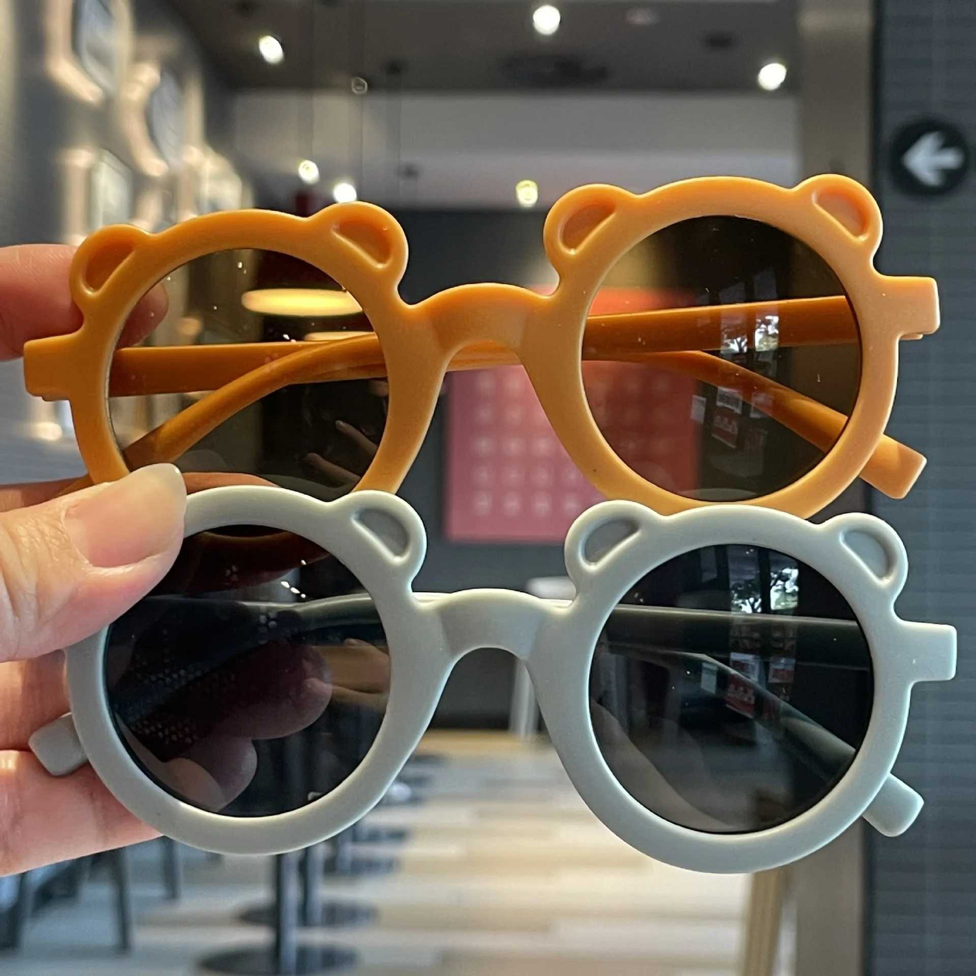 Sunglasses Little Bear Childrens Sunglasses Cartoon Frosted Small Ears Round Frame Glasses Baby Sunglasses UV Protection Glasses Sun