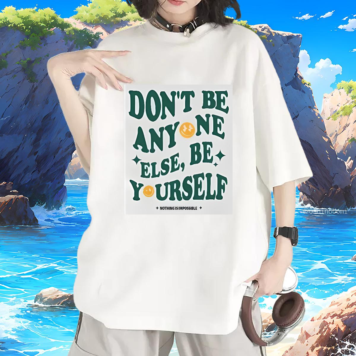 Stylist T-Shirts for Women Crew Neck Cotton nothing is impossible 100% Cotton 230g Casual Daily Wear Lady T shirt Custom Print Oversized Female Top Te