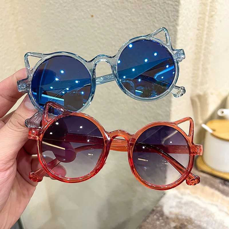 Sunglasses Childrens sunglasses Cats ears round colored glasses sunshade shopping modeling glasses