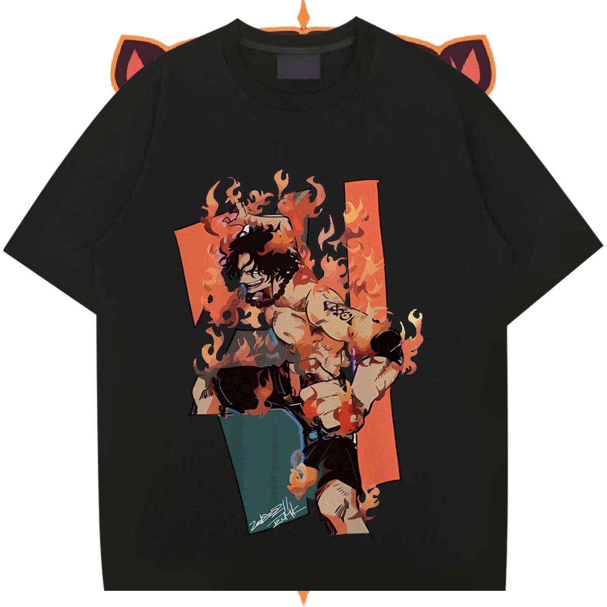 Wholesale T-Shirts Anime Printing Street Cotton Breathable Short Sleeve Couples T Shirts Fashion Floral Print Wear