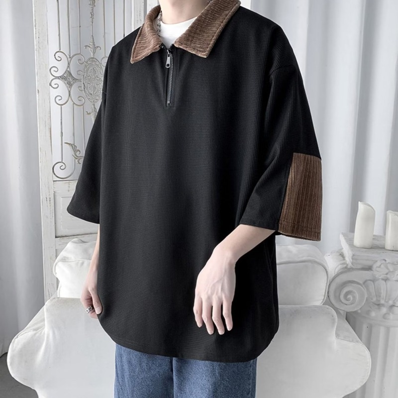 Men's New Art POLO Shirt ins Summer 2023 Youth Popular Solid Color Standard Long Sleeve Trendy Simplicity