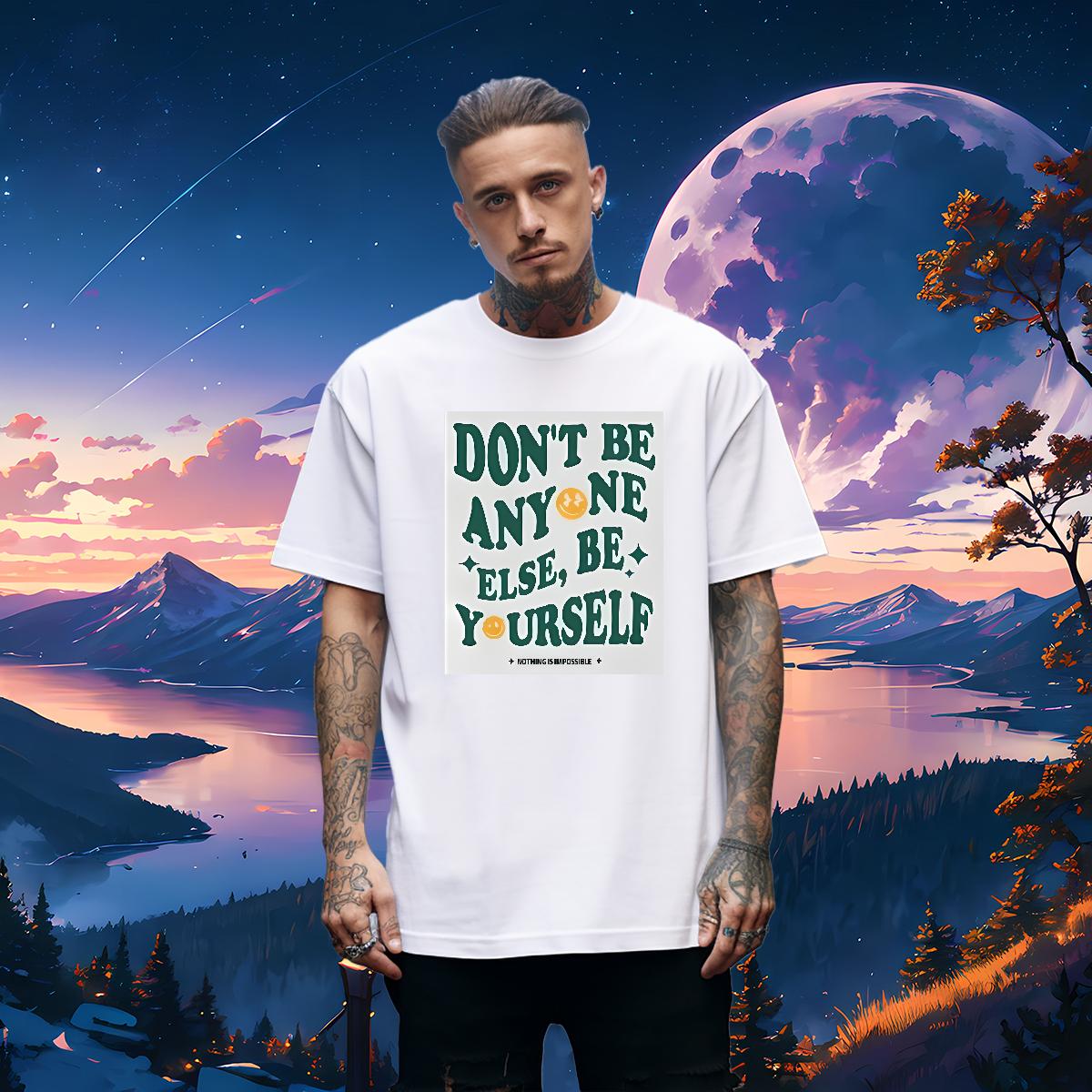 Designer Tshirt for Man Woman be yourself 100% Cotton 230g Crew Neck Cotton Summer Casual T shirt White Plus Size Fashion Designer Tshirts