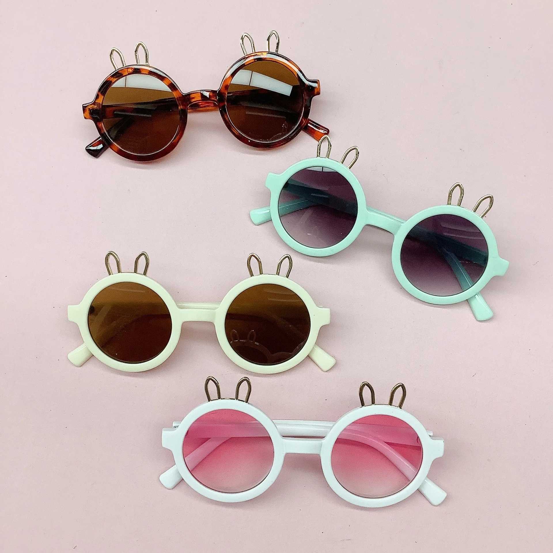 Sunglasses New childrens sunglasses Cute cartoon metal ear sunglasses Anti-ultraviolet sunglasses