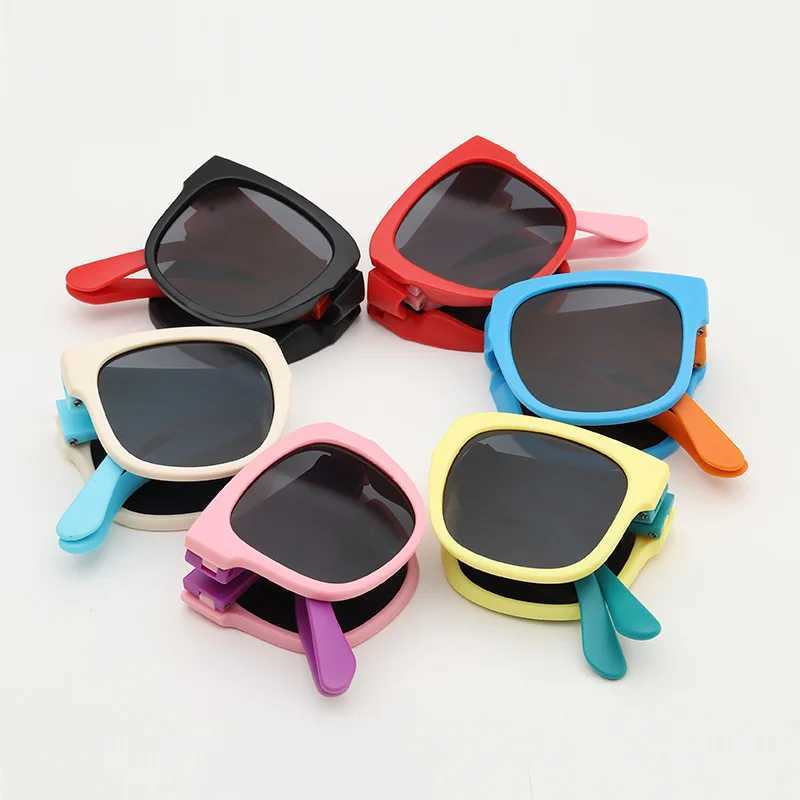 Sunglasses Folding Fashionable UV Resistant Baby Sunglasses New Box Art Childrens Glasses Trend