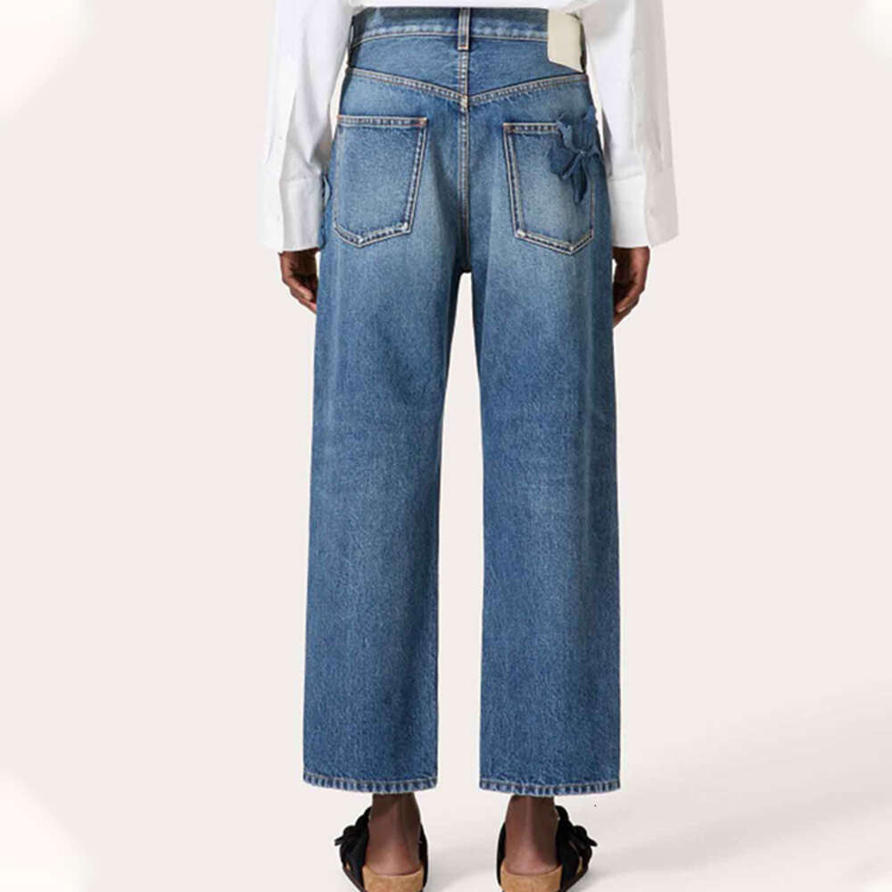 Women Casual Handmade 3D flowers Office Waist Ladies Jeans Women's Pants & Trousers High