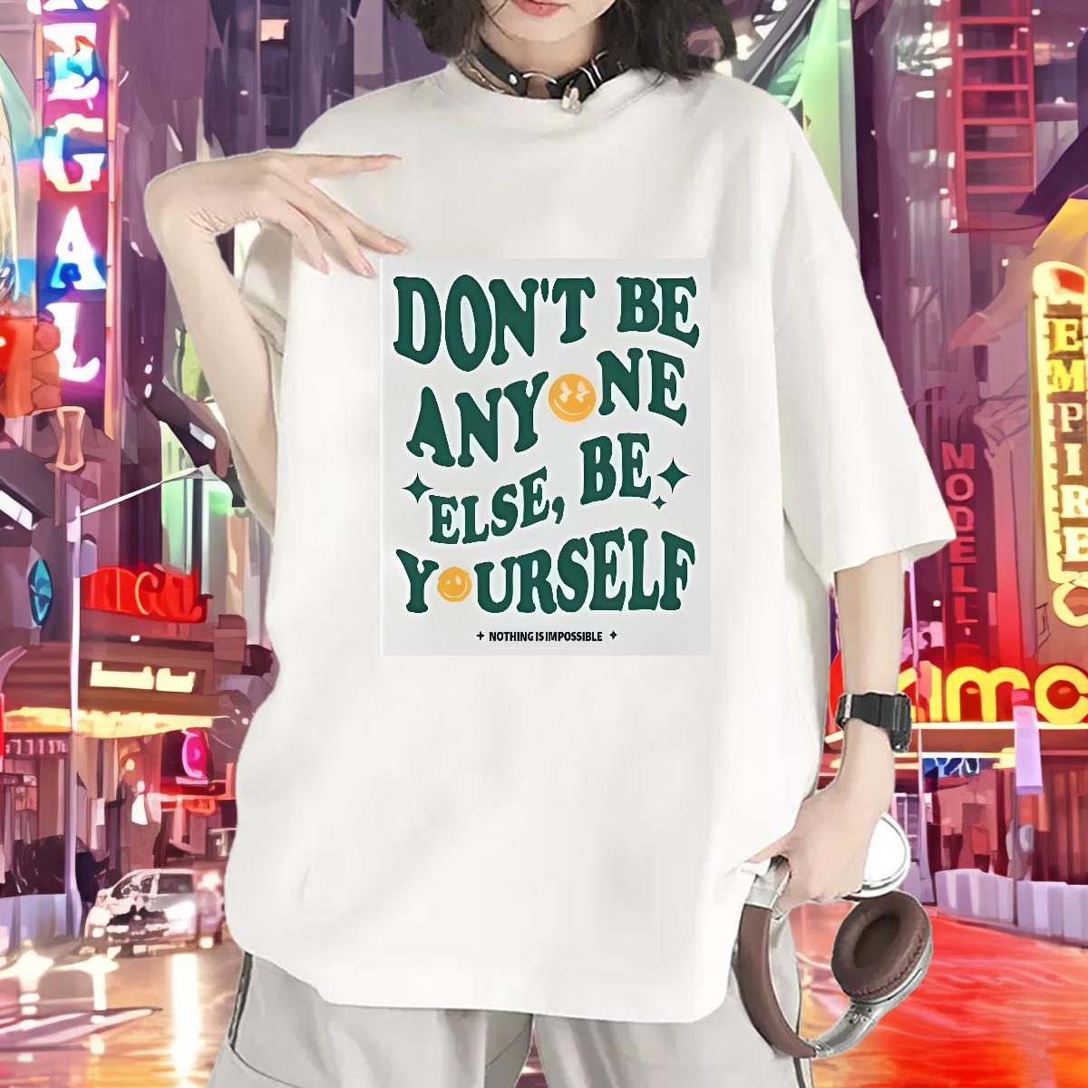 2024 Casual T-Shirts for Women Cotton Breathable Soft nothing is impossible 100% Cotton 230g Sport Lady T shirt Anime Wholesale Wear