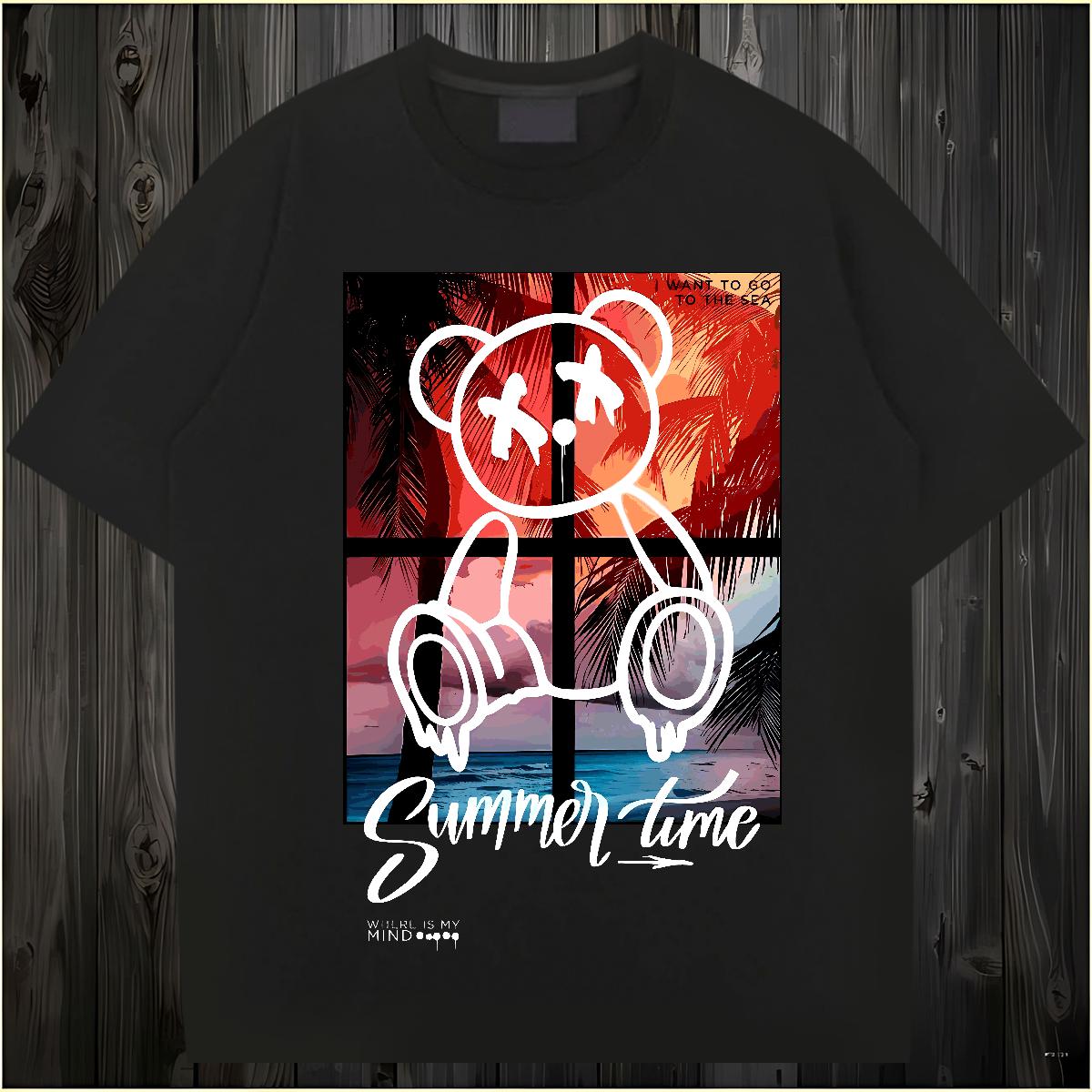 2024 DIY Men T Shirts Graffiti Art 230g Cotton Custom Printing Mens Tshirts Summer Casual Breathable Crew Neck Popular Tees Shirts