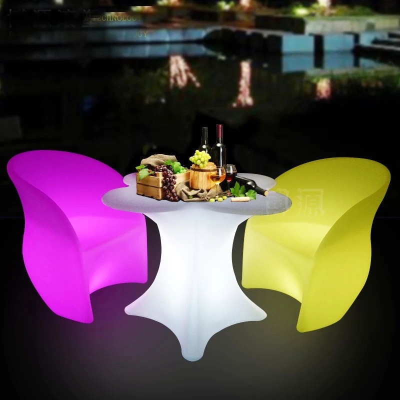 Berserk LED Luminous Chair With Backrest Bar KTV Creative Outdoor Balcony Courtyard Leisure Sofa Waterproof And Remote Control