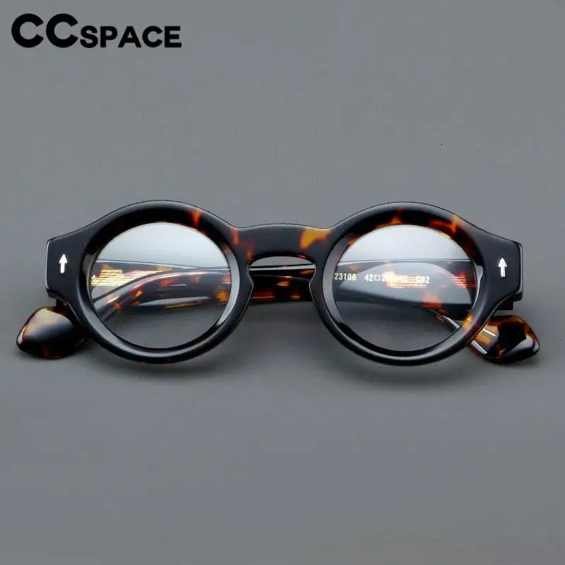 57359 Round Thicken Acetate Spectacle Frame Fashion Rivet Optical Glasses Men Lady Vintage Prescription Eyeglass 240712