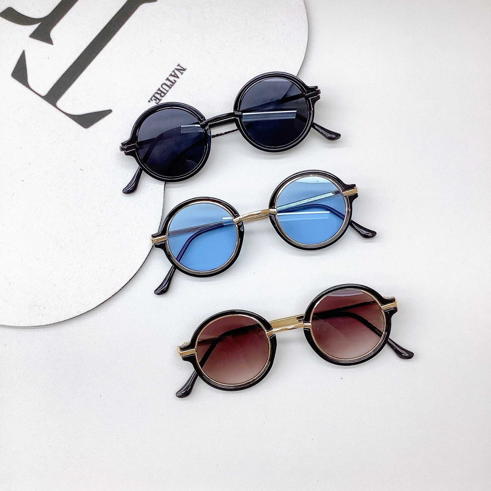 Sunglasses Childrens Sunglasses Cute Sunshade Baby Glasses Sun Protection Round Frame Fashion Concave Shape Childrens Glasses New Style