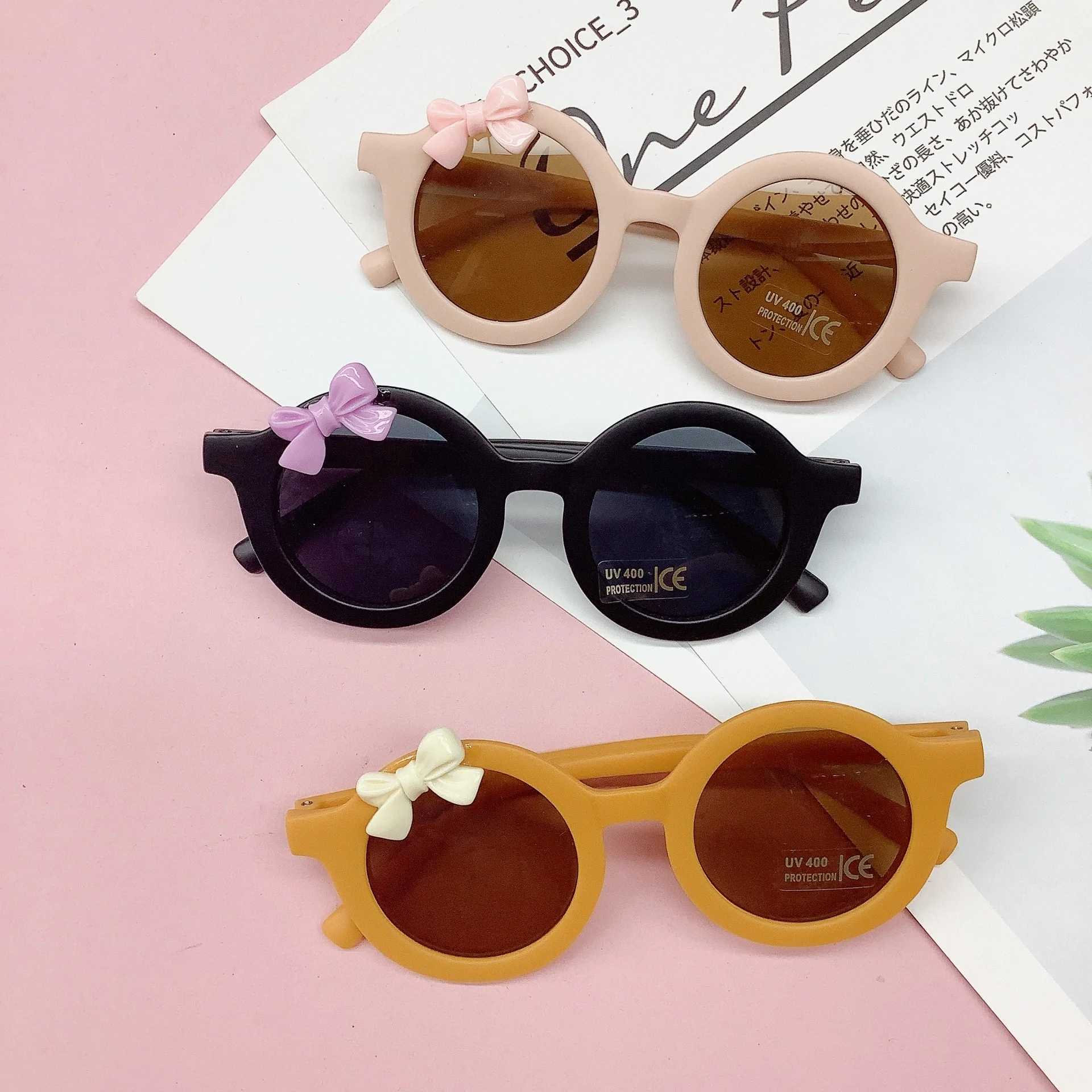 Sunglasses Round frame lovely childrens sunglasses Fashion bow UV resistant sunglasses for boys and girls Sunvisor