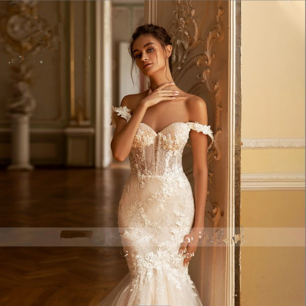 NOVIAS Mermaid Dresses For Women 2024 Sexy Off Shoulder Backless Sweetheart Appliques Lace Romantic Wedding Gown