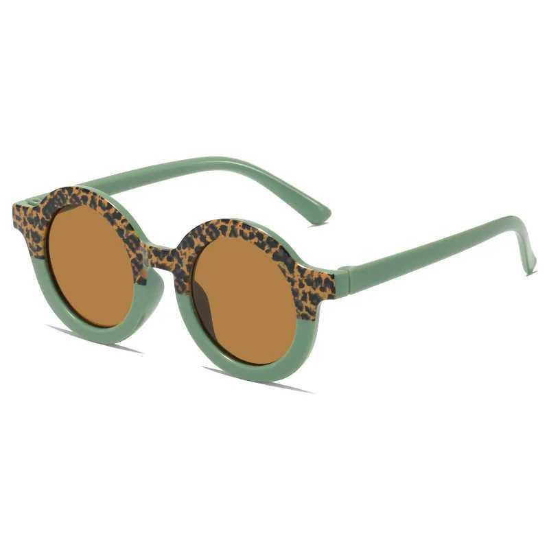 Sunglasses Double Tone And 2023 New Leopard Print CirCle Childrens SunglaSSeS