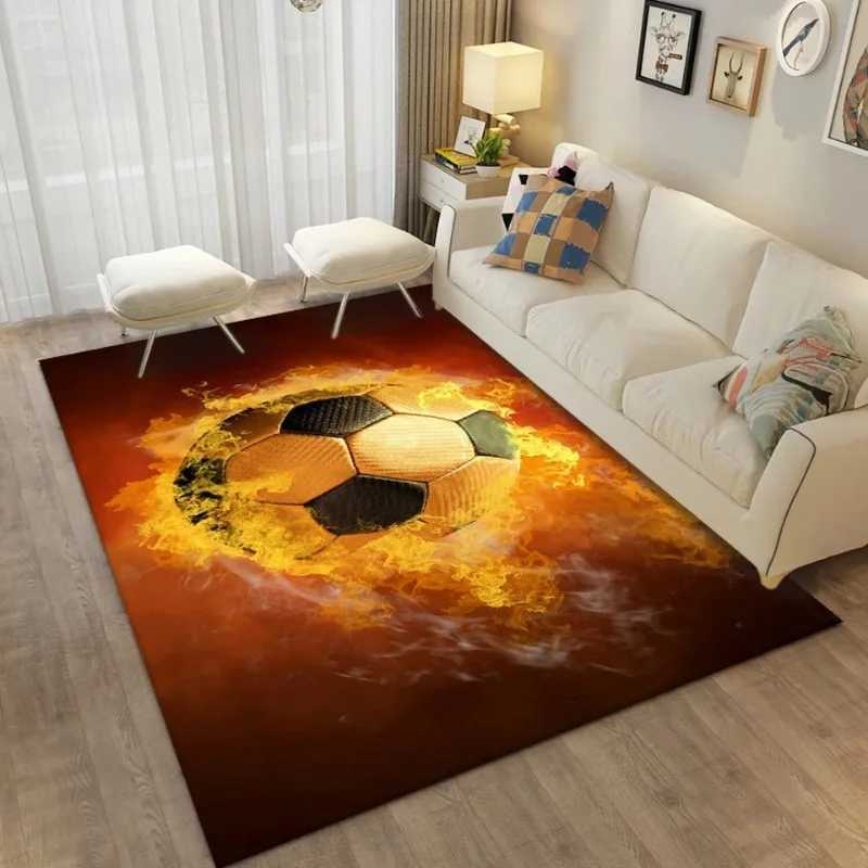 Carpets 3D Football Field Large Carpet for Bedroom Living Room Home Decoration Rug Entrance Door Mat Boys Kids Room Rug Soft Floor Mat R240716