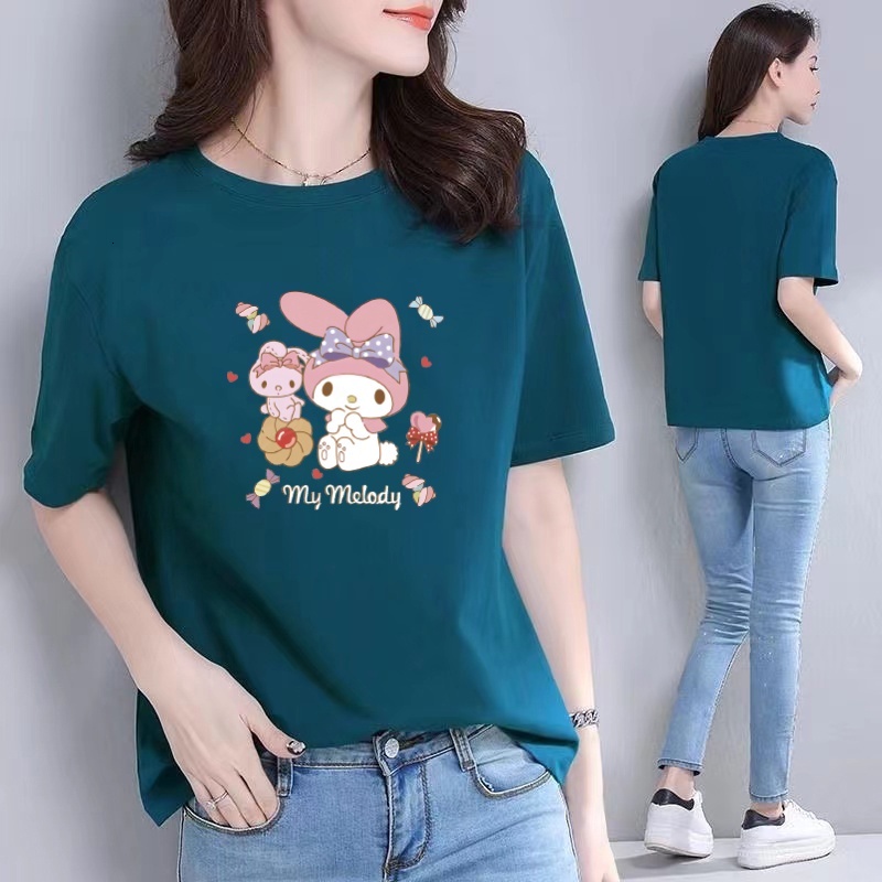 Korea t shirt for women top Short Sleeve tshirt woman Summer New White T-shirt Round Neck Loose Top Fashion T Shirt Women tops