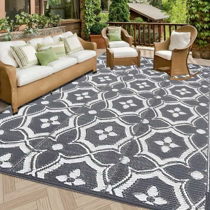 Carpets Foldable Outdoor Rug Bohemian Style Beach Mat Waterproof Reversible Patio Carpet for Balcony Camping Picnic Spring Home Decor R240716
