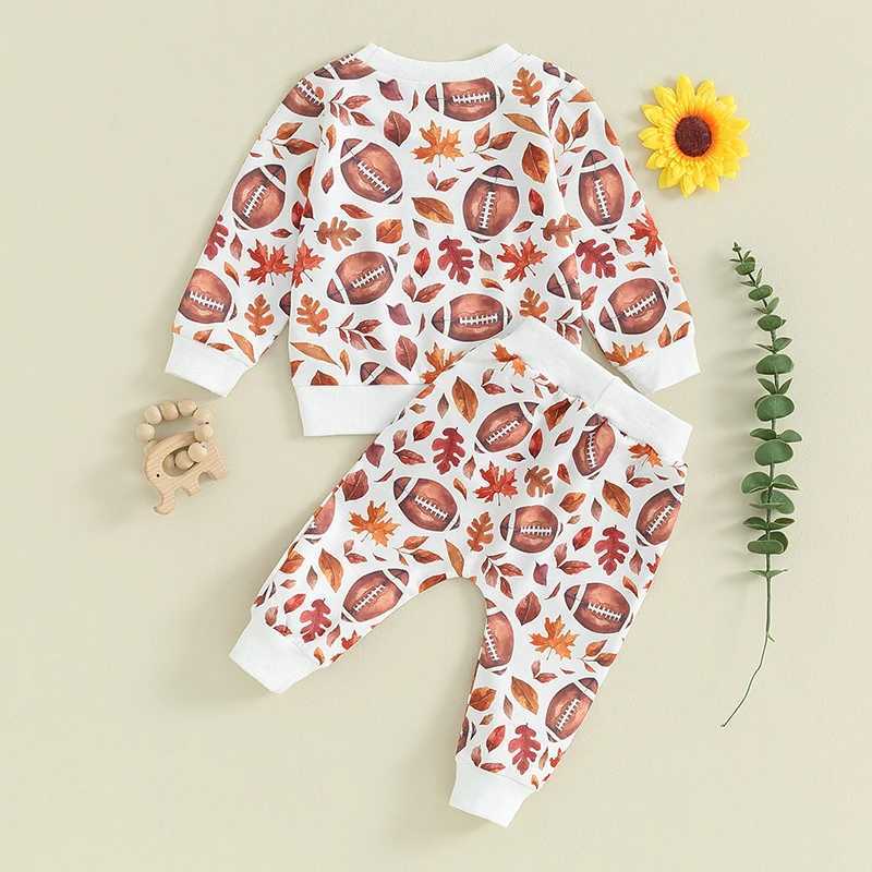 Clothing Sets 2023-08-17 Lioraitiin 0-3Y Newborn Baby Girl Boy Clothes Football Long Sleeve Pullover Sweatshirt Long Pants Fall Winter Outfit BN0O