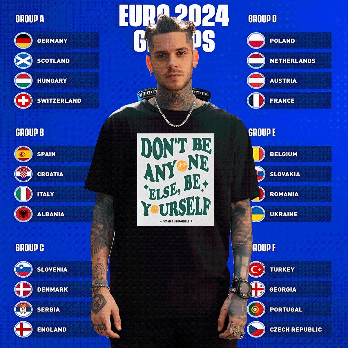 Stylist T-Shirts for Men be yourself 230g Cotton DIY Printed Men Tops Tees Beach Crew Neck Cotton Brand Wear