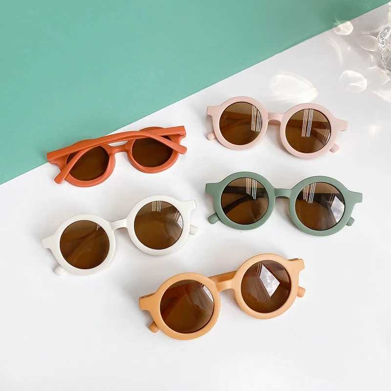 Sunglasses 2023 Childrens Retro Sunglasses Boys Girls Cute Cartoon Double Colors Round Frame Sunglasses UV Protection Classic Kids Glasses
