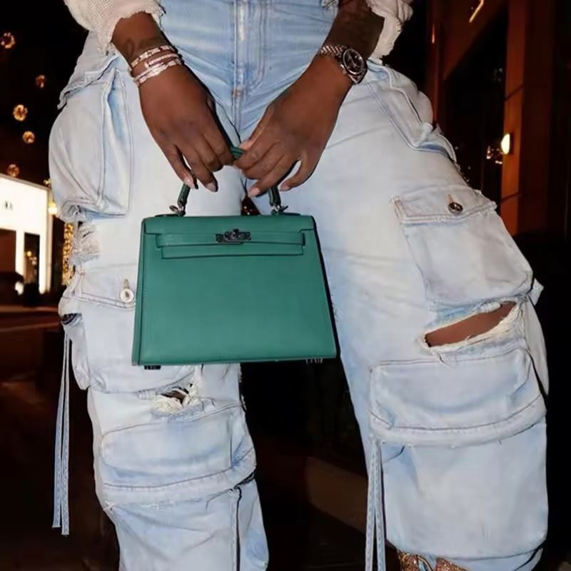 Wholesale Stacked High Quality 6 Pocket Tactical Jeans Cargo Womens Loose P