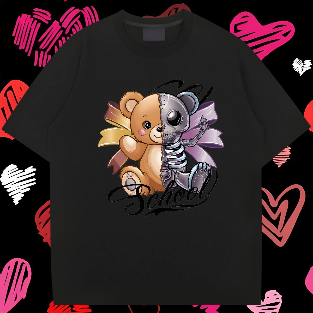 Unisex T shirt bear 230g 100% Cotton Daily Wear Crew Neck Cotton Tshirt for Man Woman Classic Casual Custom Printing Tops Shirt