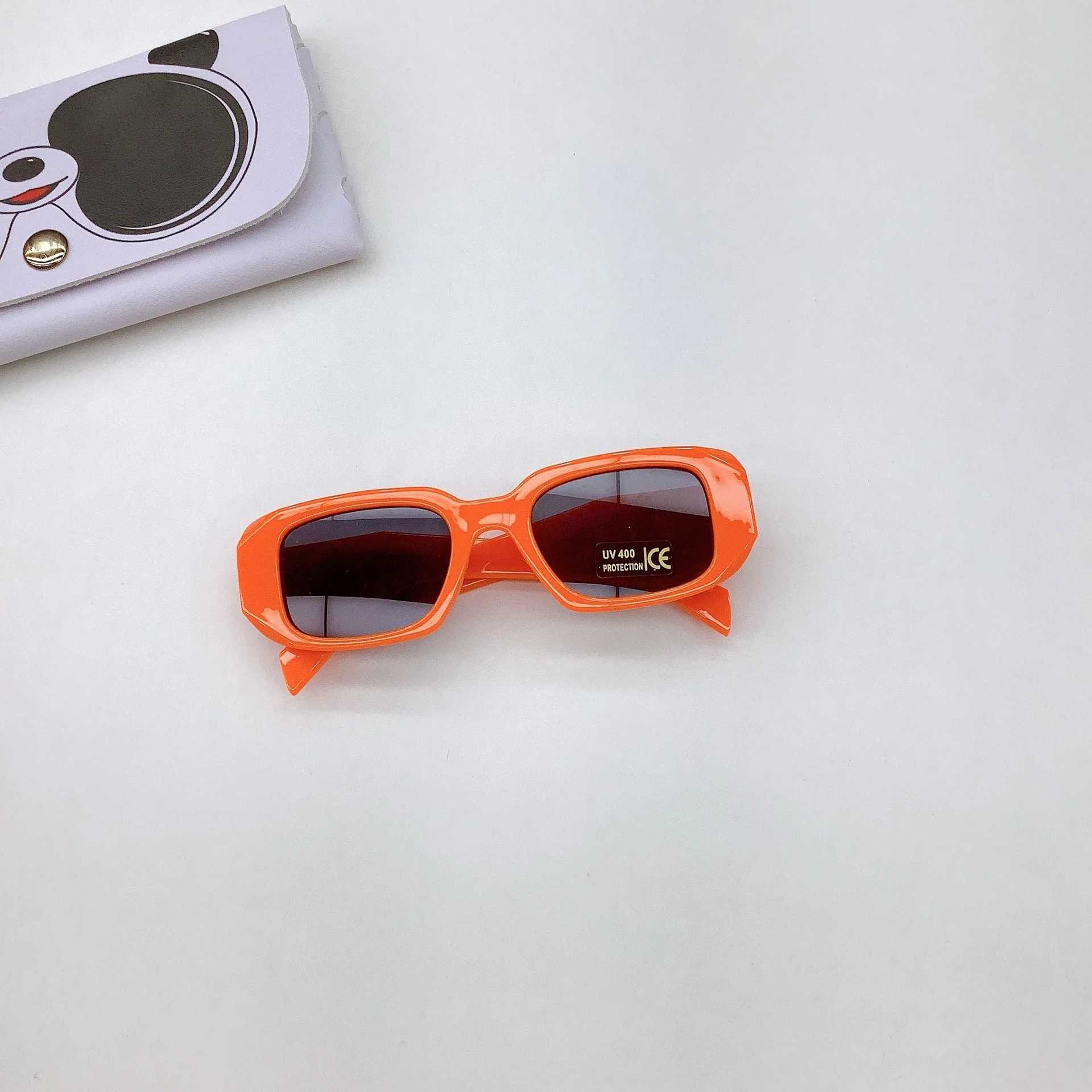 Sunglasses New Square Cut Edge Childrens Sunglasses Polygonal Wide Leg Sunglasses Baby UV Visors