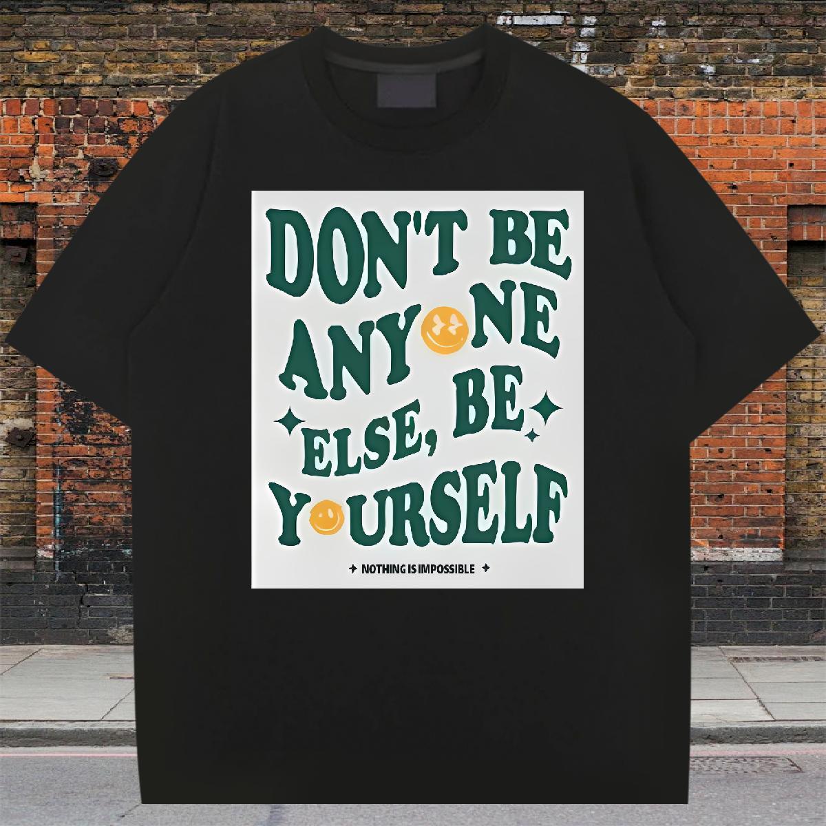 Casual New T-Shirts nothing is impossible 100% Cotton 230g Custom Anime Couples T Shirts Summer Casual Short Sleeve Cotton O-Neck Loose Fit Tops Tees