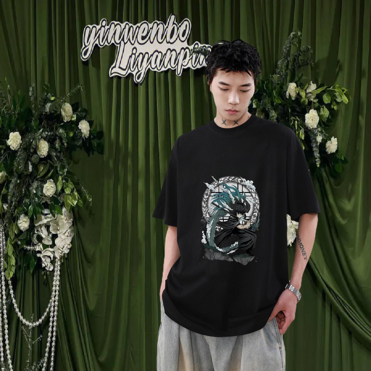 Wholesale Man T Shirts High Street Hip Hop Short sleeve Cotton Soft Men Tshirts Factory Direct Anime Tops